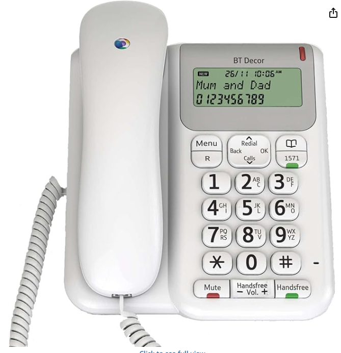 BT Décor 2200 Corded Landline House Phone, Home Phone, Phonebook, Handsfree, Mute Button, 1571 message indicator